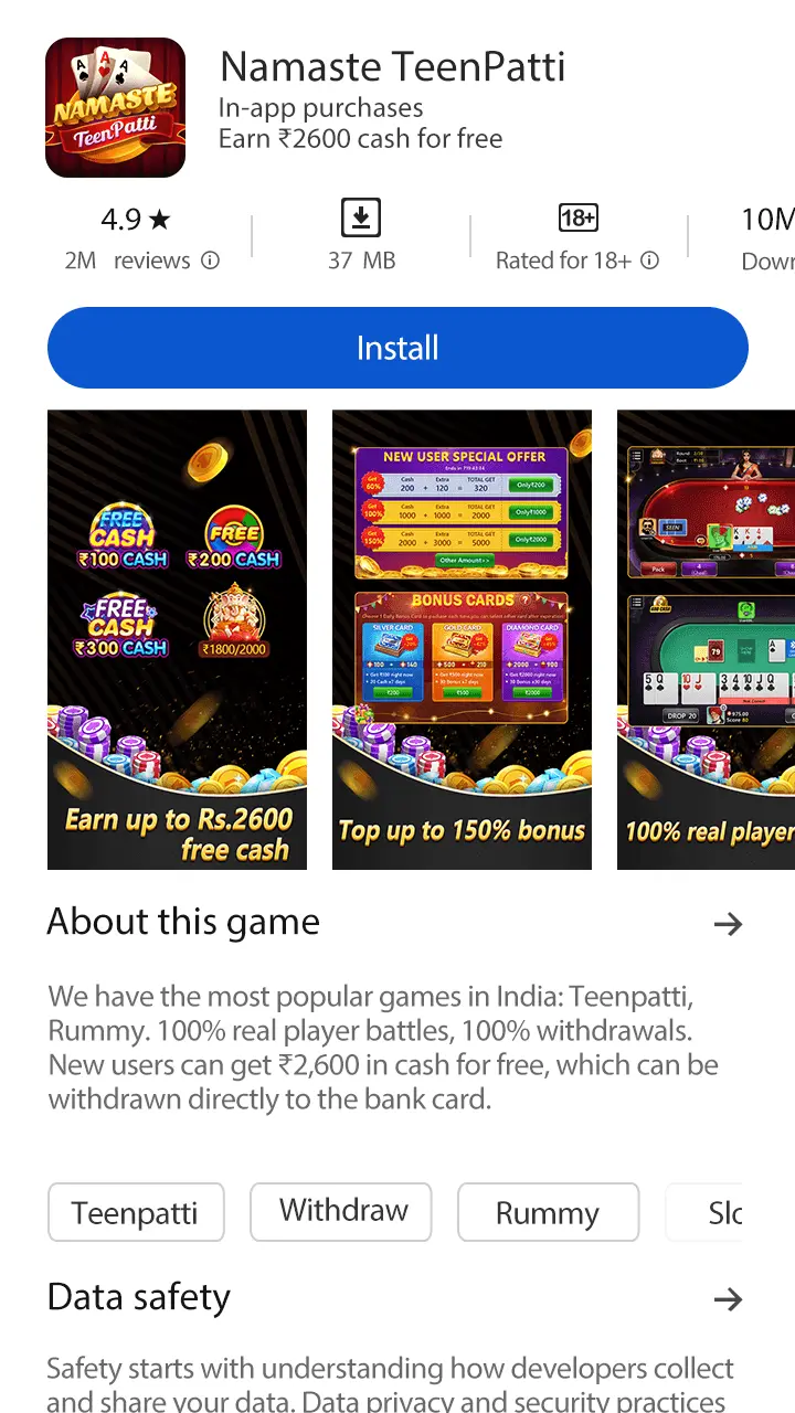 Namaste Teen Patti Banner